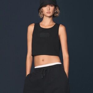 DKNY x NY Yankees Official Collab Black Cropped Tank Top - NWT - Size M